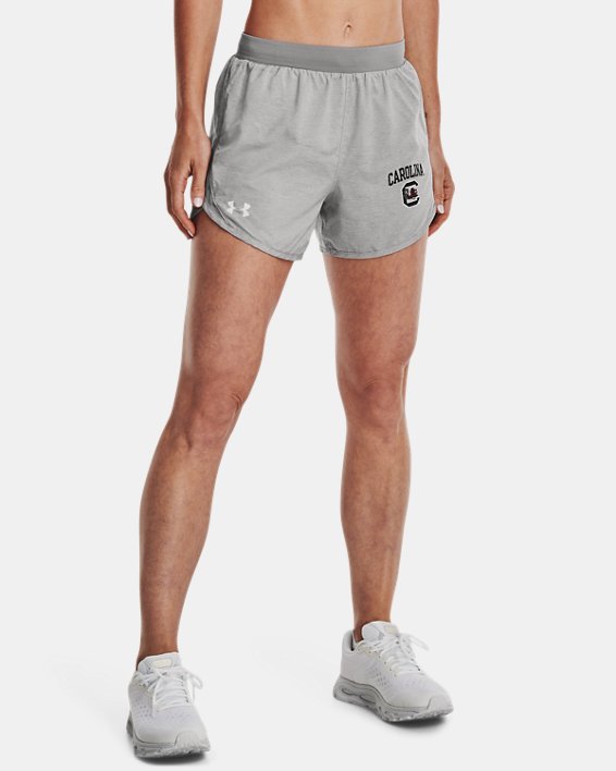 Women's UA Fly-By 2.0 Collegiate Sideline Shorts, Gray, pdpMainDesktop image number 0